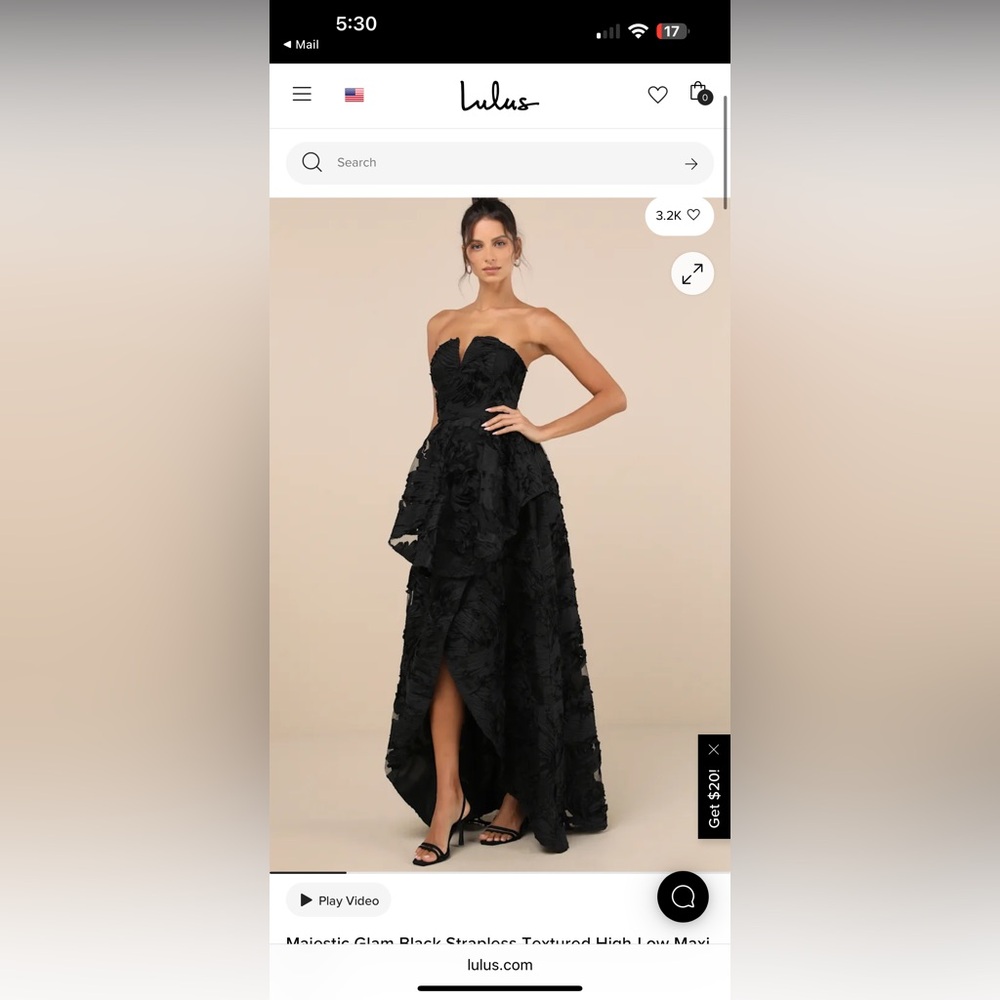 Lulu's Elegant Black Strapless Maxi Dress